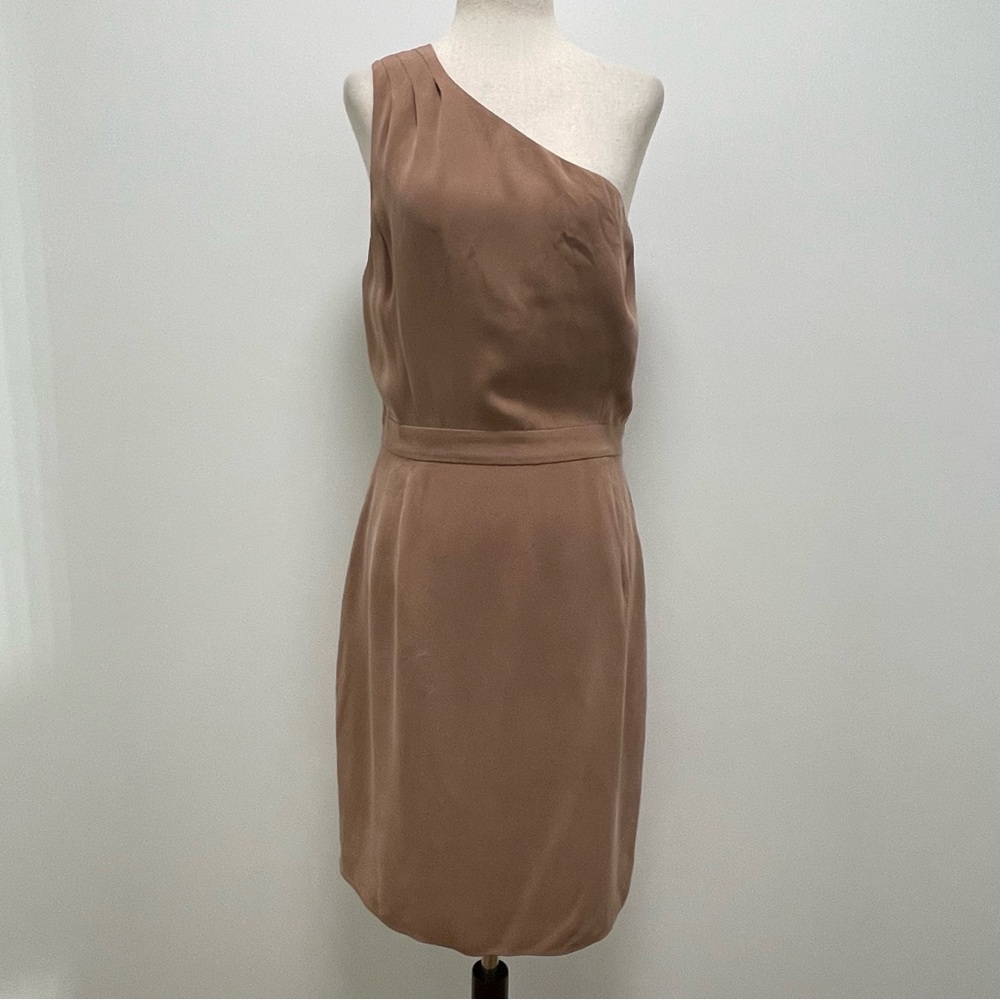 J. Crew Nanine One Shoulder Silk Special Occasion Dress, Pink Taupe, 10